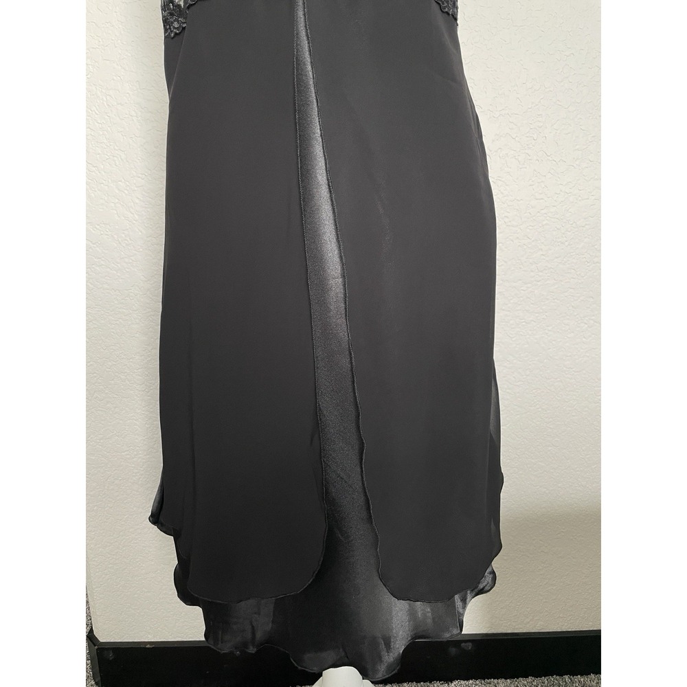 Unbranded Black Satin Lacey Slip Dress Size XL Witchy Dark Fairy Party Romantic - Picture 5 of 11